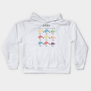 Color theory in dinosaurs, primary and secondary colors Kids Hoodie